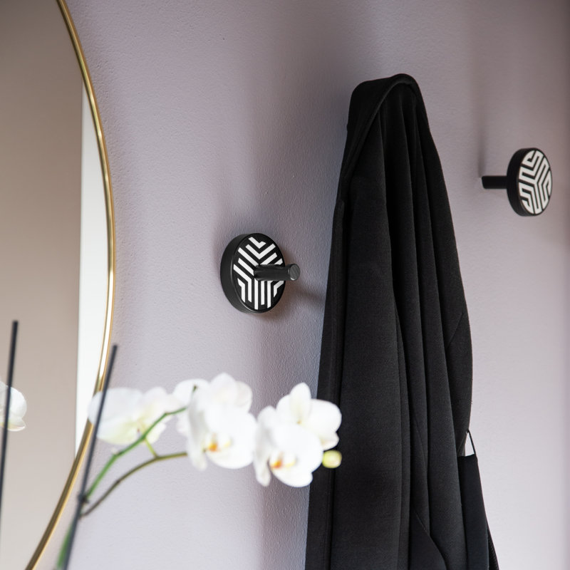 Inverso Solid Wood Wall Wall Hook, Black/White