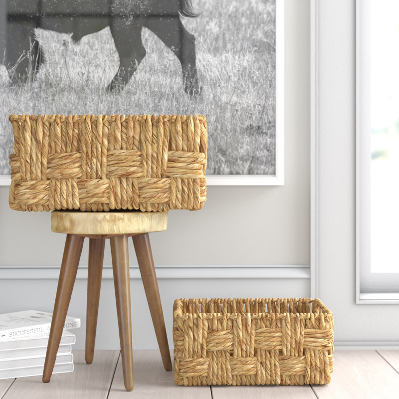 Ensemble de 2 paniers de rangement en jute fait à la main avec poignées, 16 po x l 13 po