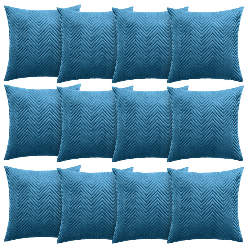 Aspire Homeware Embossed Square Velvet Cushion Cover, Pack of 12, Teal