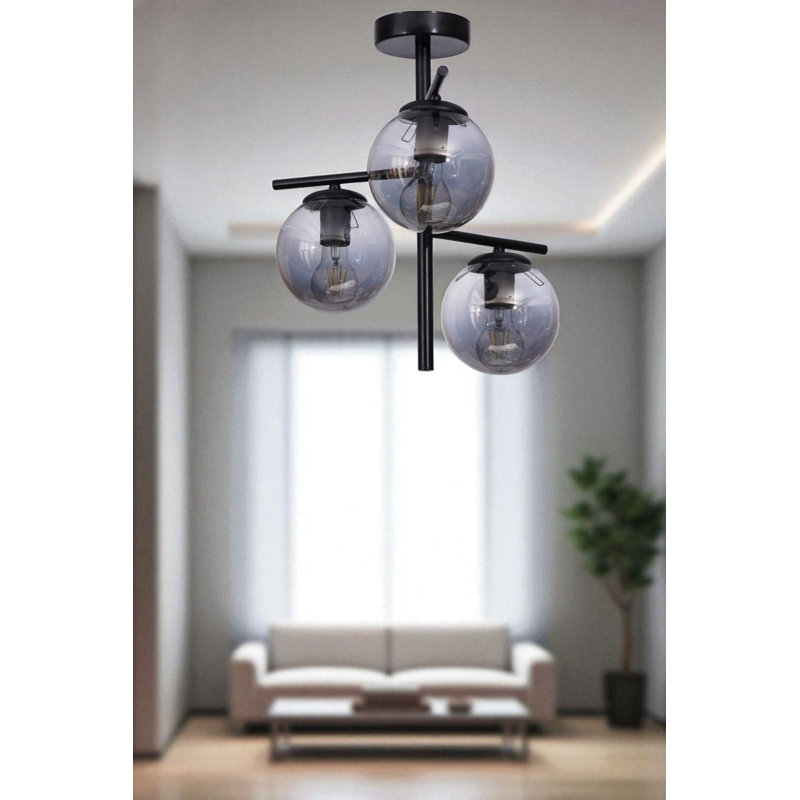 Lustre, Gris / Noir, Trois lumières, H 17,29 po x l 5,9 po x P 5,9 po
