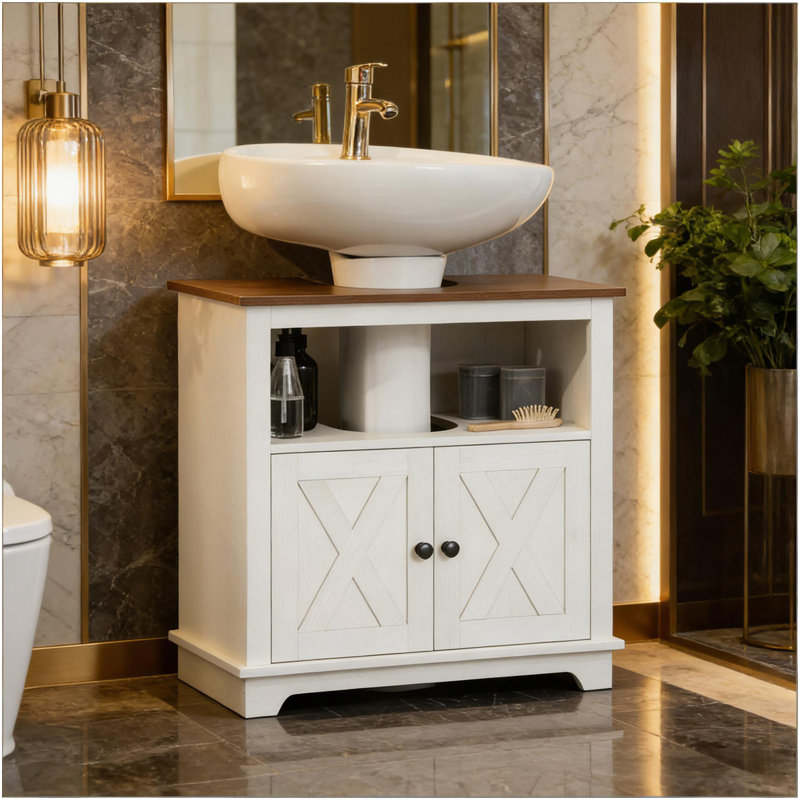 Cabinet de salle de bain pratique sous le lavabo, armoire de rangement sur piédestal