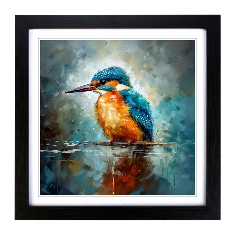 Kingfisher Impressionism No.1 - Framed Print, Black