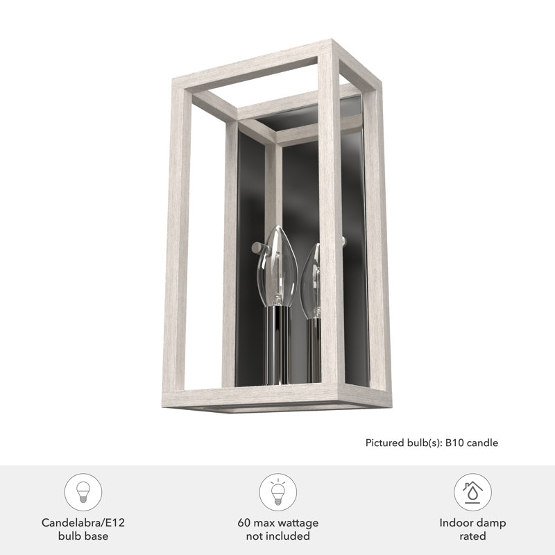 Distressed White and Chrome Minimalist Dimmable Wall Sconce