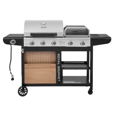 Royal Gourmet Gas Grill and Pizza Oven Combo, with‌ Detachable Griddle