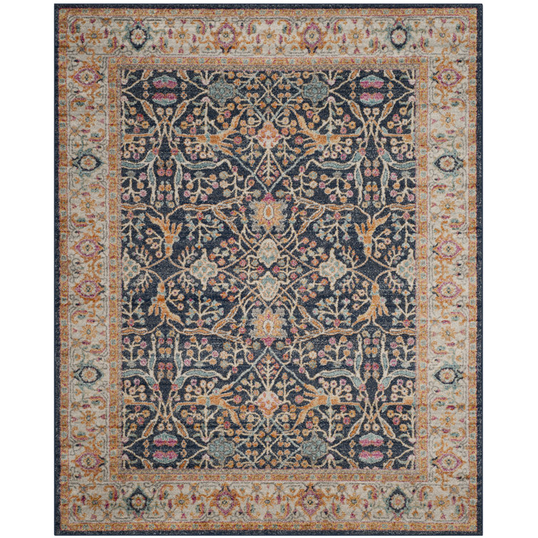 Christa Oriental Cream/Navy/Orange Area Rug