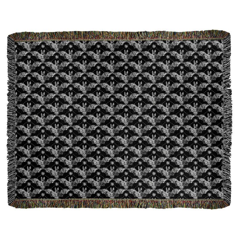 Couverture en coton tissé Katelyn Elizabeth, l 60 po x L 80 po, Noir