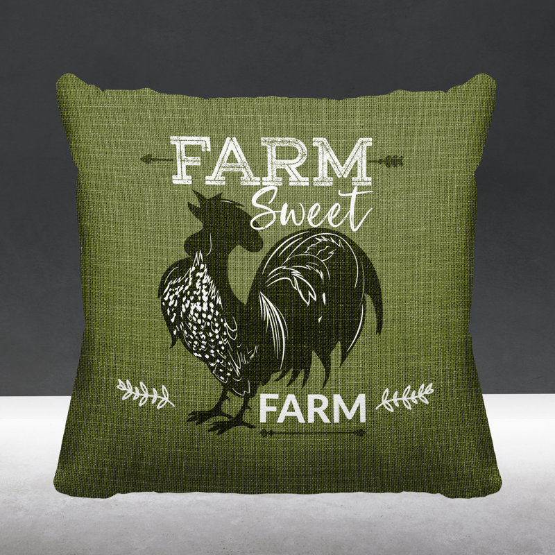 Coussin intérieur / extérieur Cooper Farm House Rooster, L 15 po x H 15 po, Vert