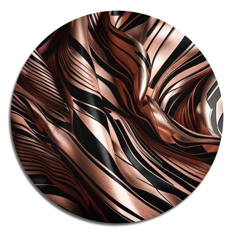 Rosegold embrassant l'essence des lignes IV - art abstrait rond en marbre sur métal, H 29 po x l 29 po x P 1 po