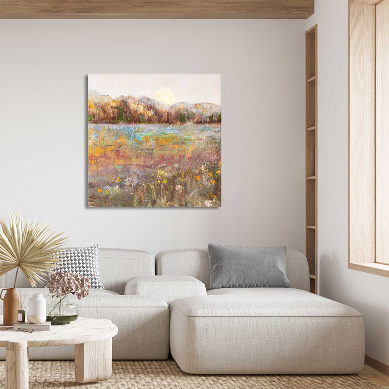Meadow Moonrise par Katie Swatland - Peinture, L 18 po x H 18 po, Toile tendue