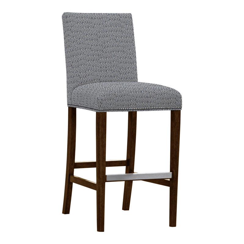 Gin Fizz Upholstered Stool with Solid Wood Frame, Yes, Impala Storm, Wrenn