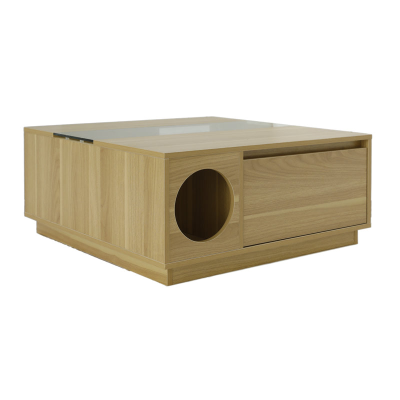 4 Cats & Dogs Coco Coffee Table with a Cat Maze (Walnut), Oak