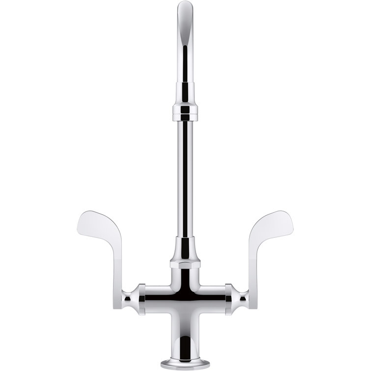 Triton Bowe 0.5 GPM Monoblock Gooseneck Bathroom Sink Faucet with Laminar Flow and Wristblade Handles, Drain Not Included