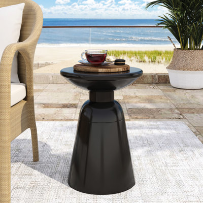 Table de bout d'extérieur en métal - grand, moderne en fer noir avec support stable, l 15,3 po x P 21,18 po, aucun assemblage requis