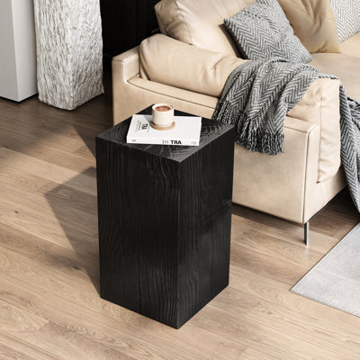 Table d'appoint aspect bois noir, 71,3 cm (28,08 po), utilisable à l'intérieur comme à l'extérieur, style moderne, idéale pour les grands espaces de vie.