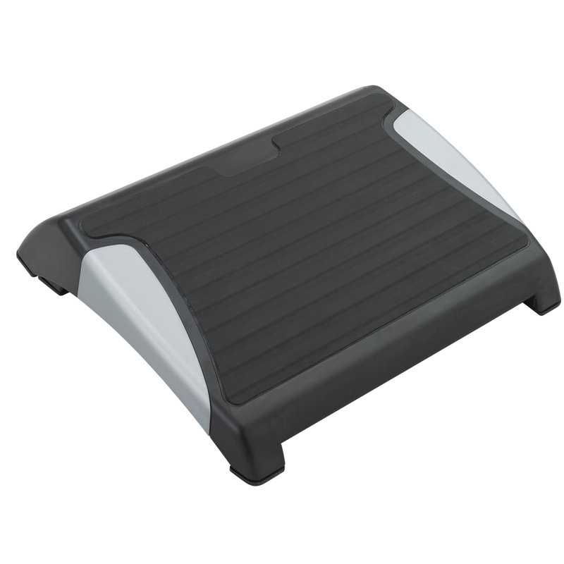 Adjustable Black and Silver Footrest with Non-Slip Rubber Feet