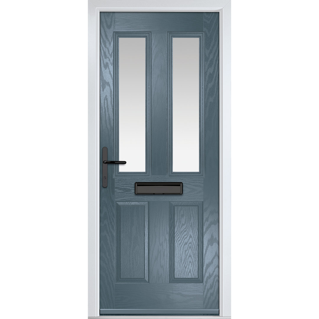 Crystal GRP Front door Carnoustie Green 890mm x 2090mm Open in Right hand Stipolytte Glass