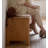 Natural-coloured rectangular solid wood low shoe cabinet-1573660880