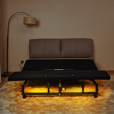 Grand cadre de lit réglable avec inclinaison de la tête et des pieds, télécommande sans fil, chargeurs, veilleuses de chevet, gravité zéro, moteur silencieux, taille grand noir avec inclinaison exceptionnelle, télécommande