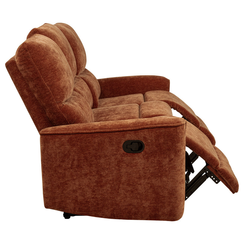 Navarro Chenille Upholstered Reclining Sofa Burnt Orange, Orange