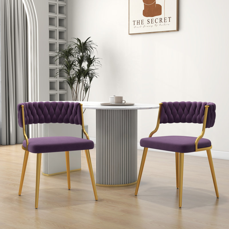Ginko Tufted Velvet Dining Chair, 2, Purple