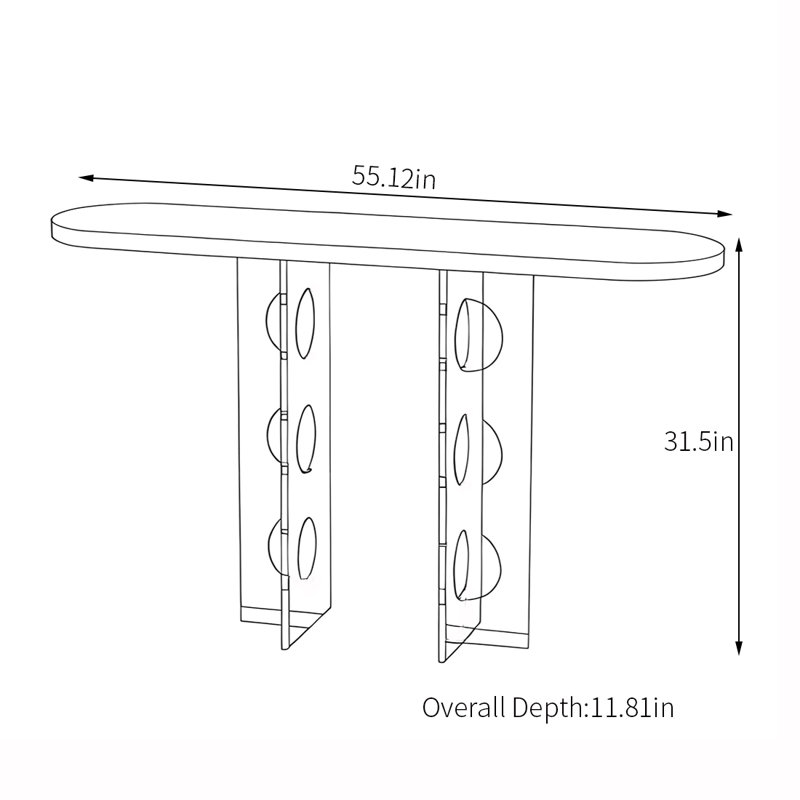Modern acrylic solid wood console table, Black, 31.5" H x 55.12" W x 11.81" D, Black