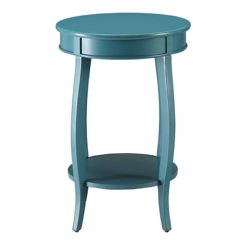 Table d'appoint ronde bleu sarcelle avec tablette inférieure, Sarcelle