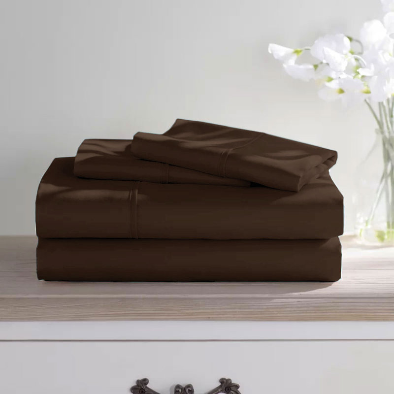 Soft Microfiber Sheet Set - Basics by Wayfair™, Queen Sheet Set with 4 Pillowcases, Brown