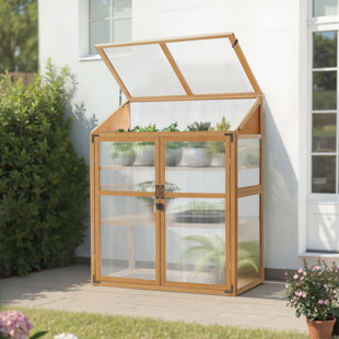 44.5" W x 24.8" D Cold Frame Greenhouse with Adjustable Shelves for Outdoor Indoor Use