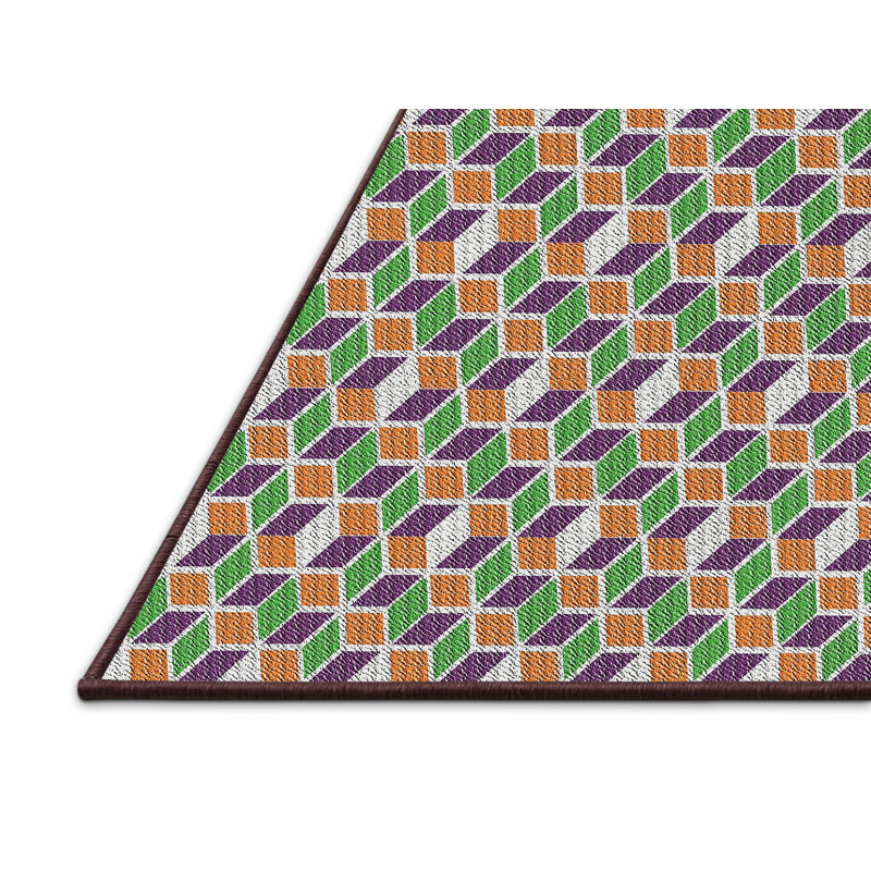 Tapis rouge / vert Power Loom, Rectangle 5 pi x 7 pi