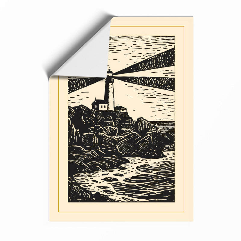 Lighthouse Beacon Coastal - Framed Print, A4 - 29.7 x 21.0 cm, Unframed
