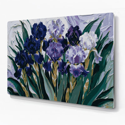 Botanical Iris Gray Metal Wall Art