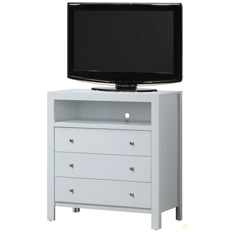 Elegant  Transitional Media Chest, White