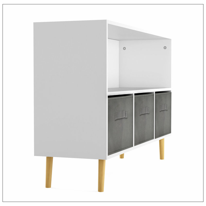 Armoire de salle à manger Alannys, Blanc / gris