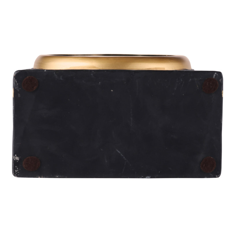 Imogene Traditional Analogue Metal Quartz Movement / Crystal Tabletop Clock in Black/Gold/White