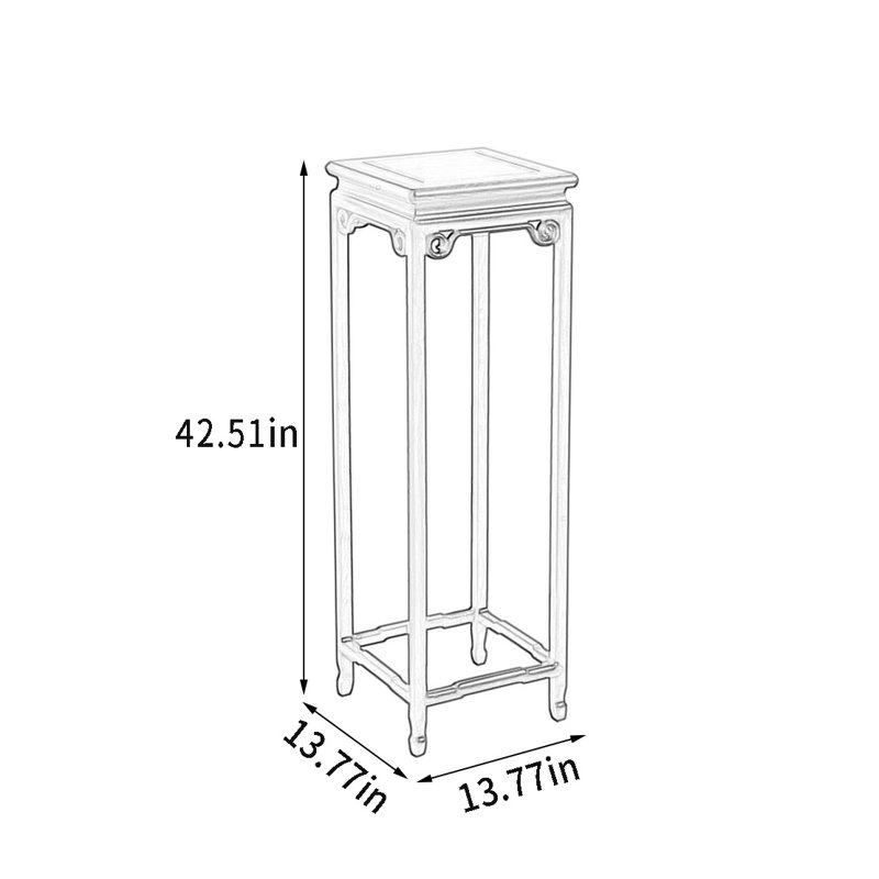 Support pour plante debout en bois massif, H 42,51 po x L 13,77 po x l 13,77 po