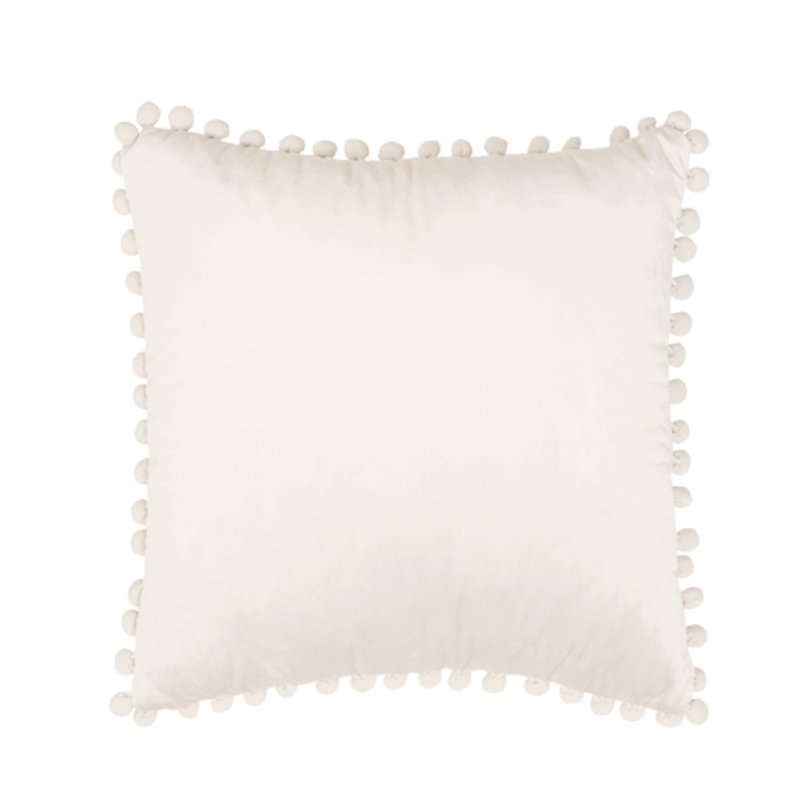 (Couvertures seulement) Ensemble de 2 housses de coussin 2 tailles Pom-Poms, Crème, crème, H 18 po x l 18 po