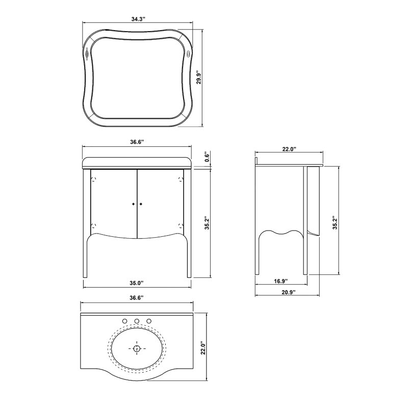 Espada Square Wall Mirror, Black