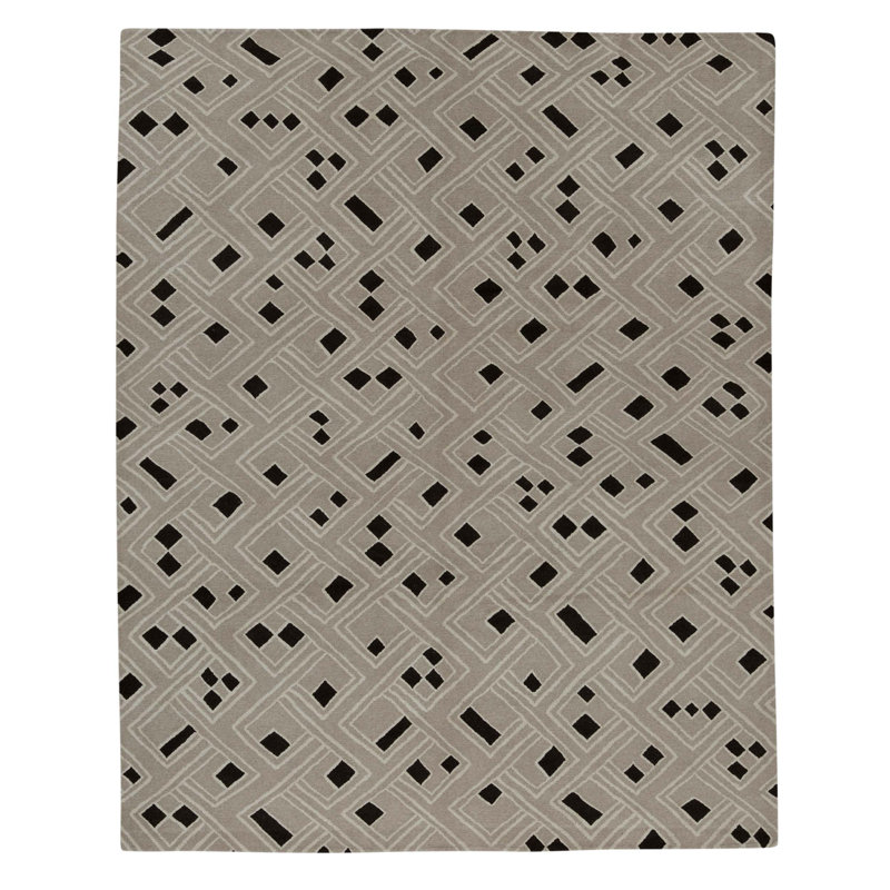 High-Quality Hand-Knotted Natural And Black Area Rug