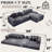 Boneless Oversize Cloud Couch, L-Shape Sofa, Convertible Floor Sleeper Sofa Bed, No Assembly ,Eight Pillows,3-In-1,Side Pocket,Corduroy-360802345-360802344