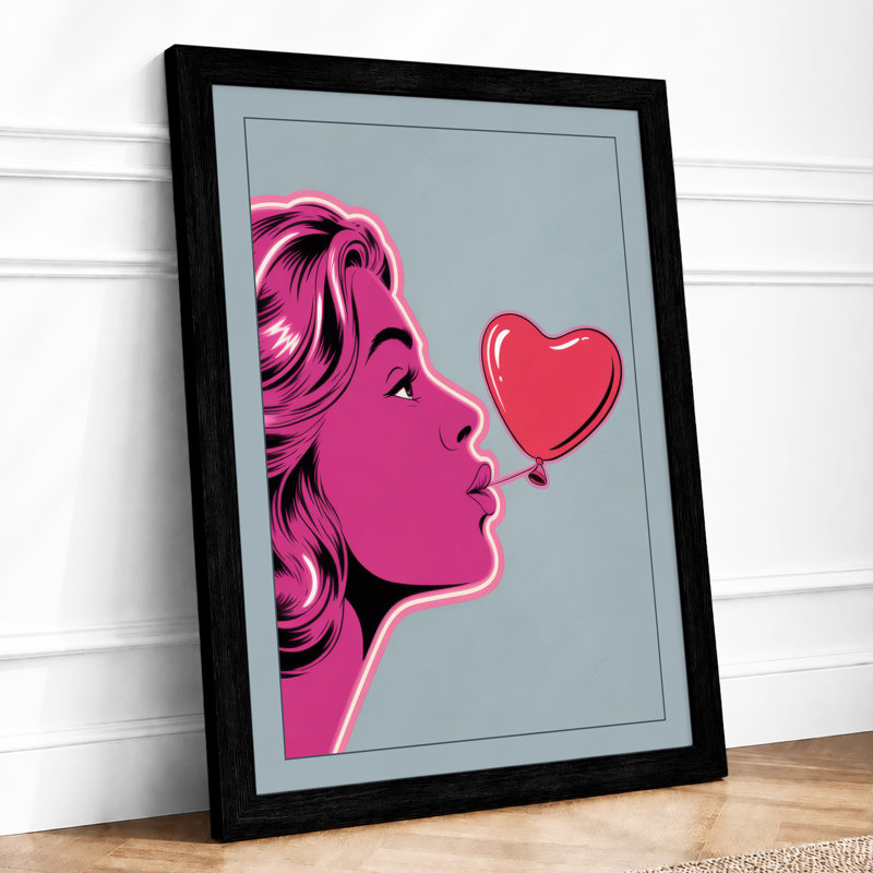 Blowing Hearts Modern - Framed Print, A2 - 59.4 x 42.0 cm, Black