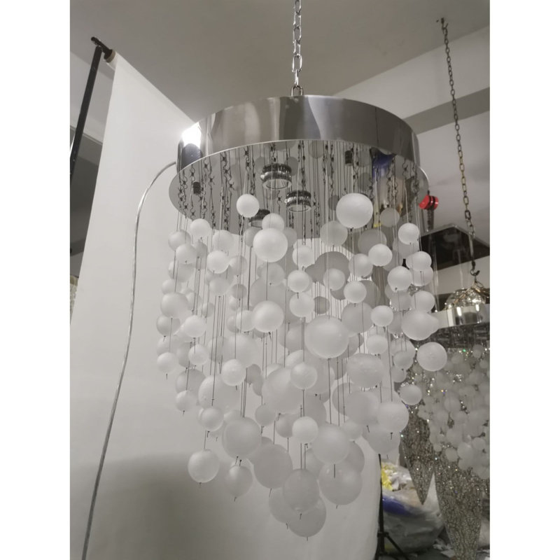 Lustre illusion d'intérieur Alan Mizrahi, Nickel brossé, Transparent, 31.5" Width x 31.5" Depth x 26" Height