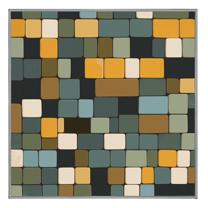 Angular Grids Rug, Square 3'