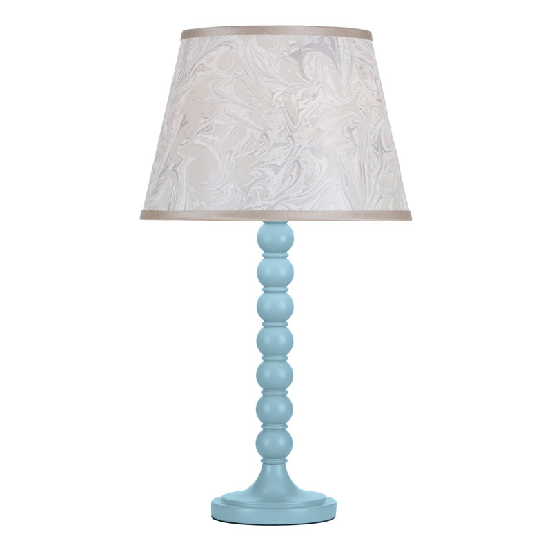 Wood Table Lamp Lamp, Blue, Grey