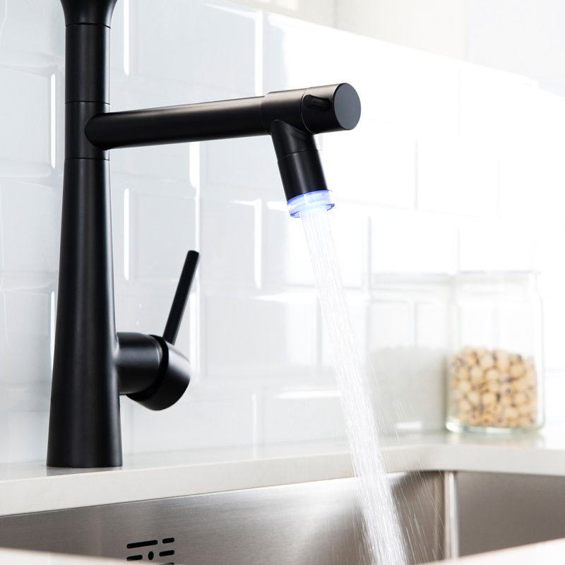 Single Handle Pull Down Kitchen Faucet - Heavy Duty Commercial Style, Matte Black With Pre-Rinse Spring Smooth Operation