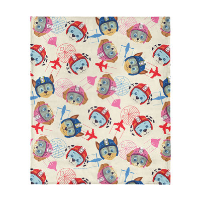 Northwest Paw Patrol Pattern Silk Touch Throw Blanket Heroic Police Pup With Patterned Design In Light Beige