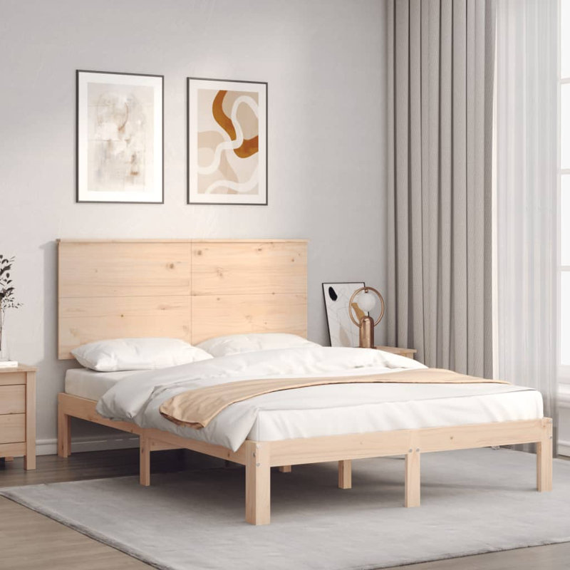 Bed Frame with Headboard, European Double (140 x 200cm), Natural