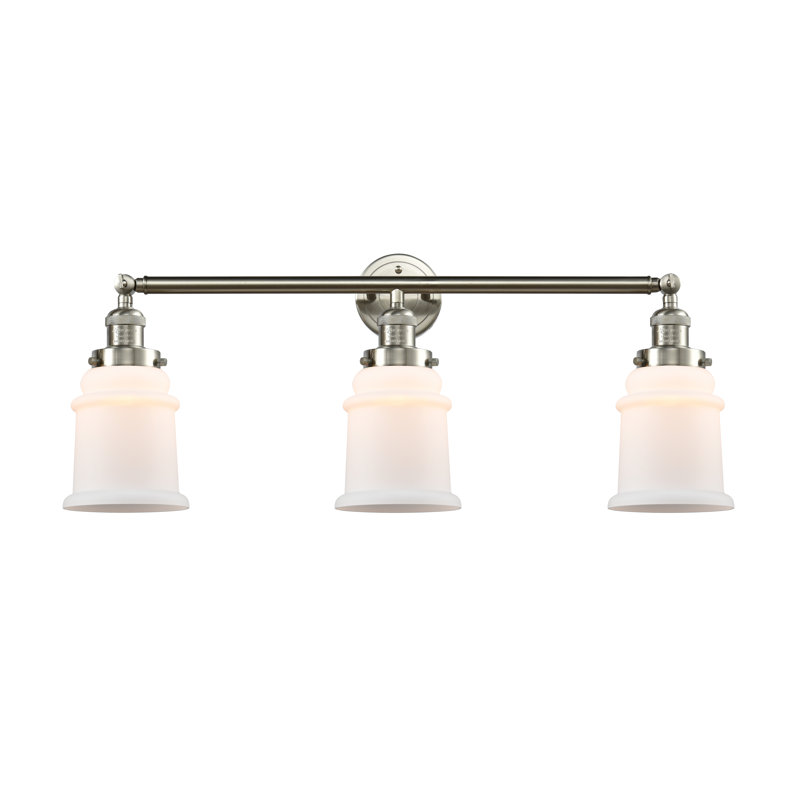 Galaviz 3 - Light Dimmable Vanity Light, 60 Watt Vintage Incandescent Bulb, Brushed Satin Nickel, Matte White Cased