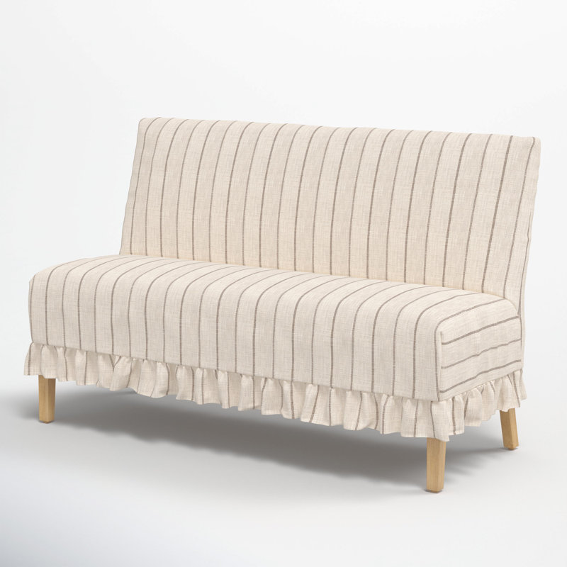 Maggie Slipcover Dining Banquette, Fritz Charcoal Stripe
