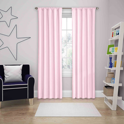 Eclipse Kids Microfiber Blackout Rod Pocket Curtains, Solid Thermaback Window Curtains for Bedroom, Kids Room or Nursery (1 Panel), 42 In wide x 84 In long, Pink