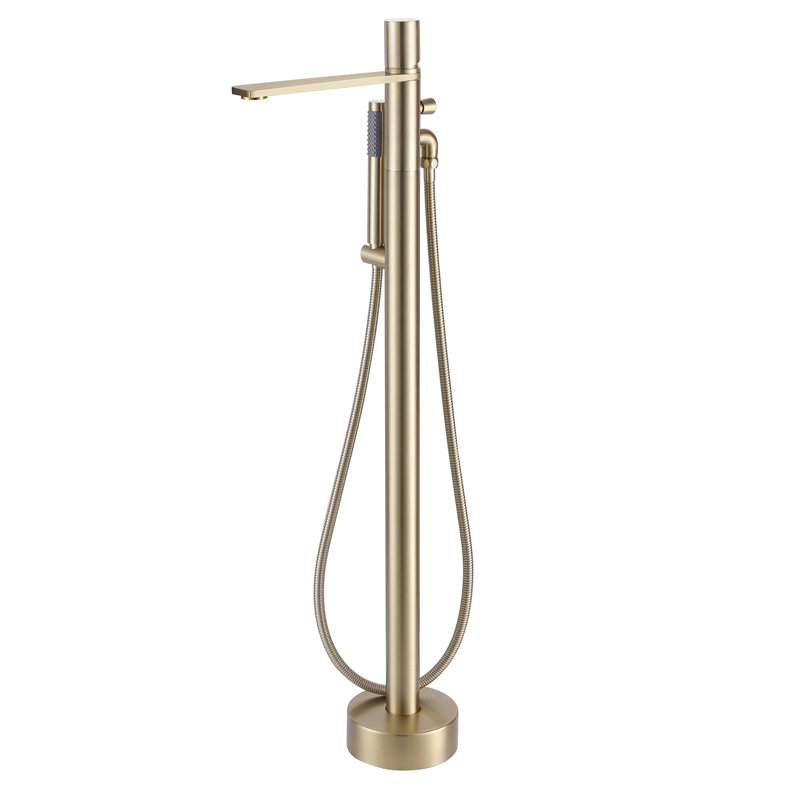Floor Tub Spout with Diverter, Gold
